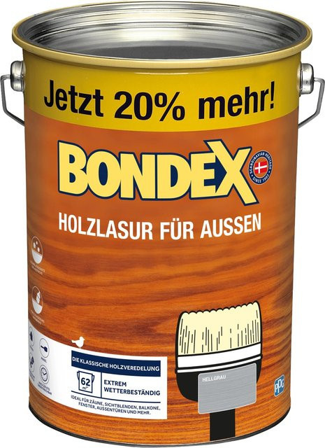 Bondex Holzlasur für Außen in Hellblaugrau, seidenglänzend, 4,8 l - Bild 1
