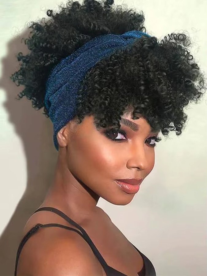 ISIGROSI Afro-Lockenperücke mit Stirnband, kurz, synthetisch, Damen - Bild 6