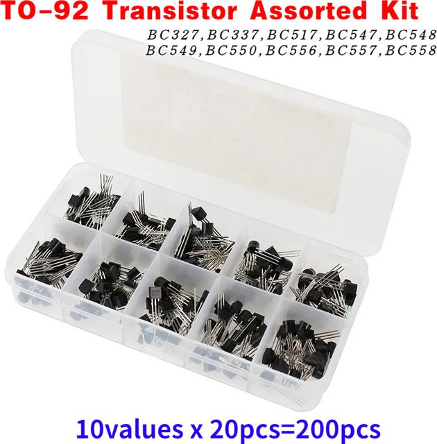 Eiechip Transistor Sortiment Set mit 200 Stück und 92 verschiedenen Werten, PNP und NPN Transistoren in Schwarz - Bild 1
