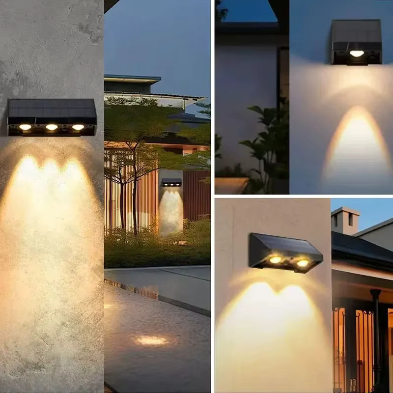 TLEDMP Solar-Wandleuchte in Schwarz mit warmweißem LED-Licht, wasserdichte Außenlampe IP54 für Garten, Balkon und Terrasse - Bild 6