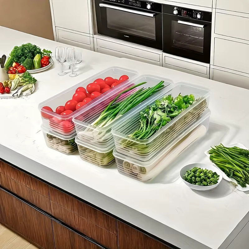 Set aus 2, 4 oder 6 transparenten Lebensmittel-Aufbewahrungsboxen aus Kunststoff für Gemüse und Kühlschrank, auslaufsichere Küchen-Aufbewahrungsboxen zur Organisation deiner Küche - Bild 2