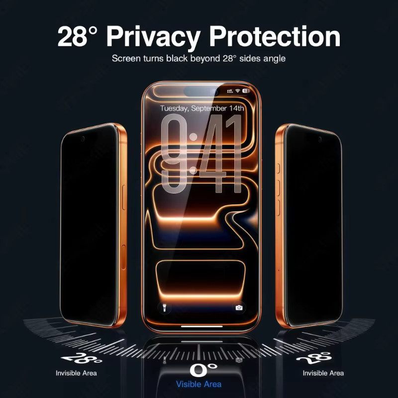 2 Stück Sichtschutzfolie für Apple iPhone 11 12 13 14 15 16 17 Pro Max Plus Mini XR XS Schutzglas transparent - Bild 2