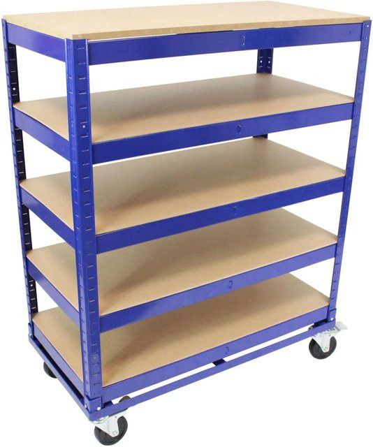 TRUTZHOLM Etagenwagen Blau mit 5 Ebenen und verstellbaren Regalböden, B/T/H: 115 x 90 x 45 cm - Bild 1