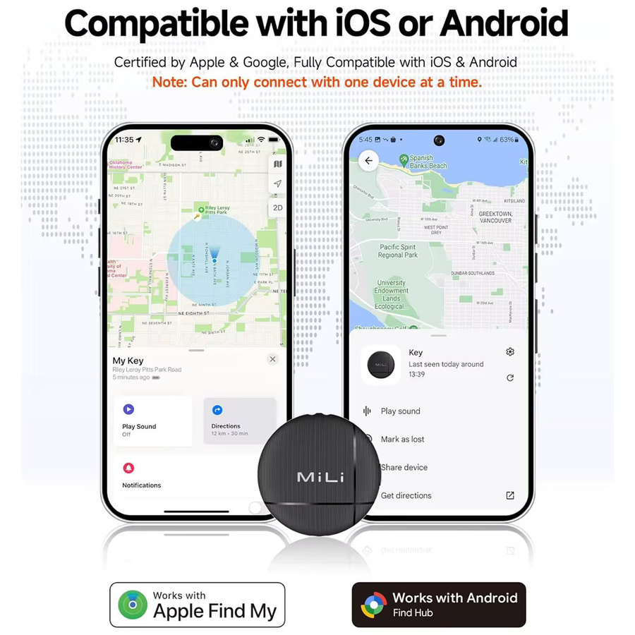 LiTag Duo Tracker MiLi Smart Tag Gegenstandsfinder in Schwarz, kompatibel mit iOS Find My oder Google Find My Device App - Bild 2