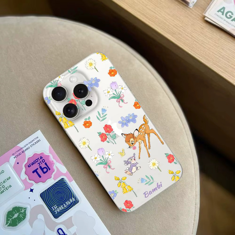 Deer B-Bambi Handyhülle für iPhone 17 16 15 14 13 12 11 Pro Max Plus X XR XS Transparent Weiche Schutzhülle - Bild 2