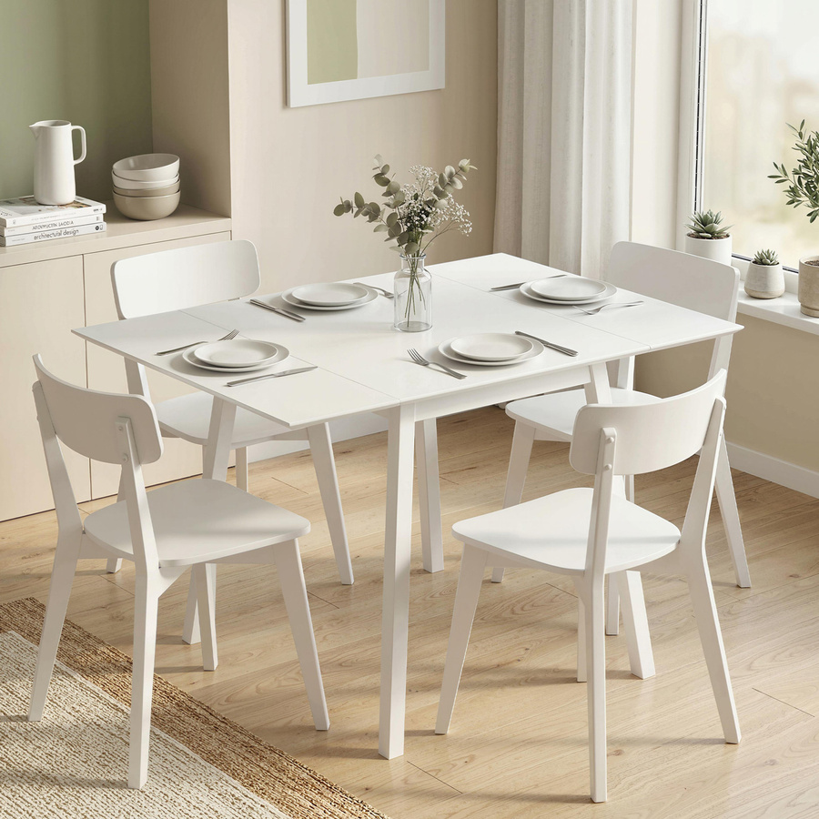 HOMCOM Klappbarer Esstisch aus Kiefernholz in Weiß für 2-4 Personen, B/T/H: 110 x 86 x 75 cm - Bild 2