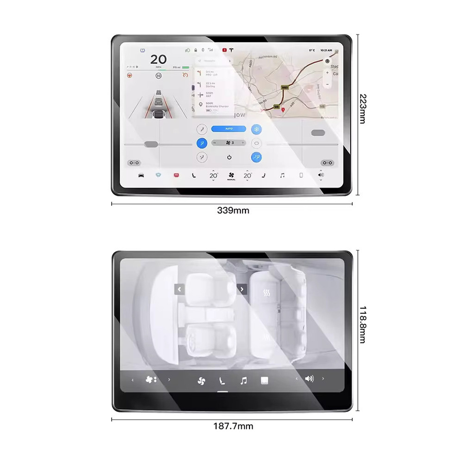 Whiteforce Schutzfolien-Set für Tesla Model Y Juniper und Model 3 Highland inklusive Frontnavigation und Heckscheibe, transparent, Anti-Explosionsschutz aus gehärtetem Glas - Bild 4