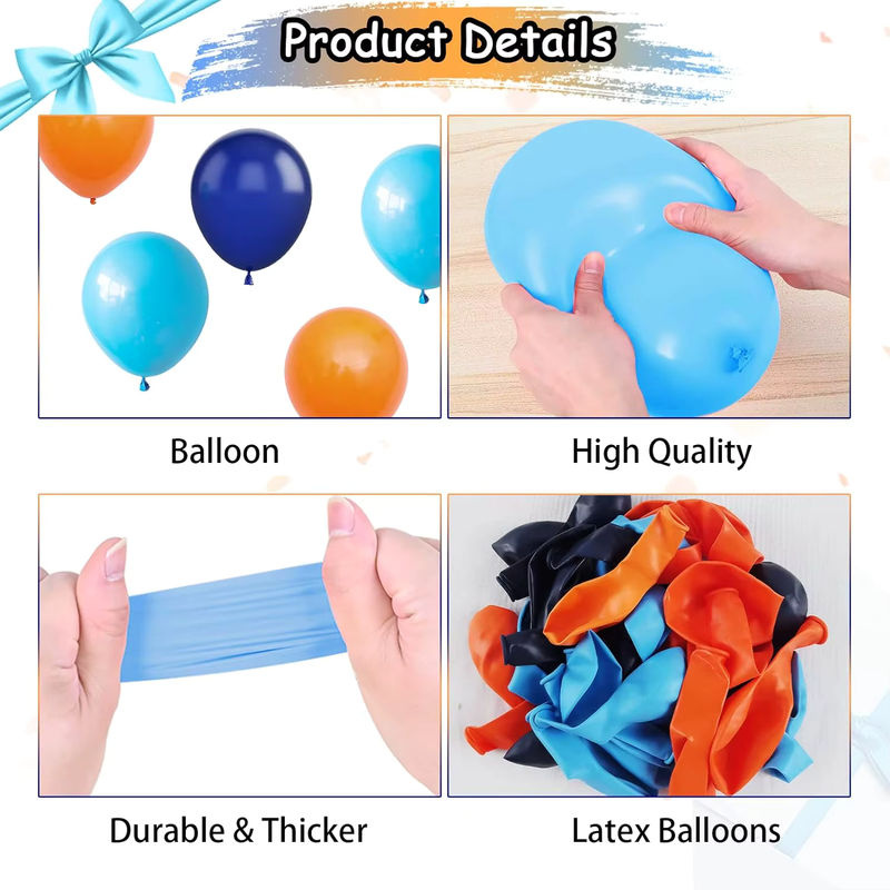 114-teiliges Latex-Ballonbogen-Set in Blau und Orange für Geburtstag und Hochzeit - Bild 3
