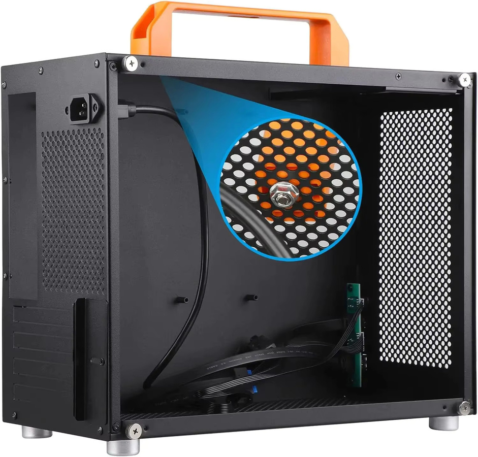 T.F.SKYWINDINTL M-ATX Mini-Tower Gaming-PC-Gehäuse in Schwarz mit Griff und USB-C Unterstützung - Bild 3