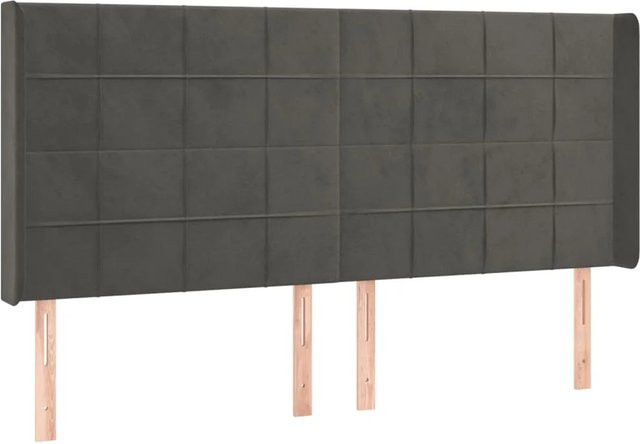 vidaXL LED Kopfteil aus Samt in Dunkelgrau mit USB-Ladeport und integrierter Beleuchtung, B: 203 cm, T: 16 cm, H: 118 cm - Bild 1