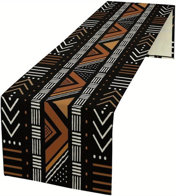 JMG Household Supplies Tischläufer mit afrikanischem Stammesmuster in Schwarz, 100% Polyester, B/H: 150 x 33 cm - Bild 1