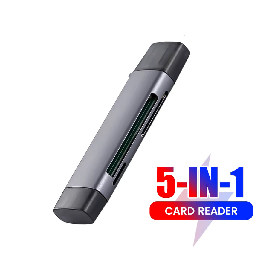 elough 5-in-1 Multifunktionaler USB 2.0 Kartenleser für CF SD TF Speicherkarten in Schwarz - Bild 7