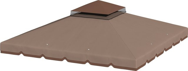 Outsunny Ersatzdach für Gartenpavillon aus Polyester, wasserabweisend mit Doppeldach und Wasserablauflöchern, Khaki, B/T: 3 x 3 m - Bild 1