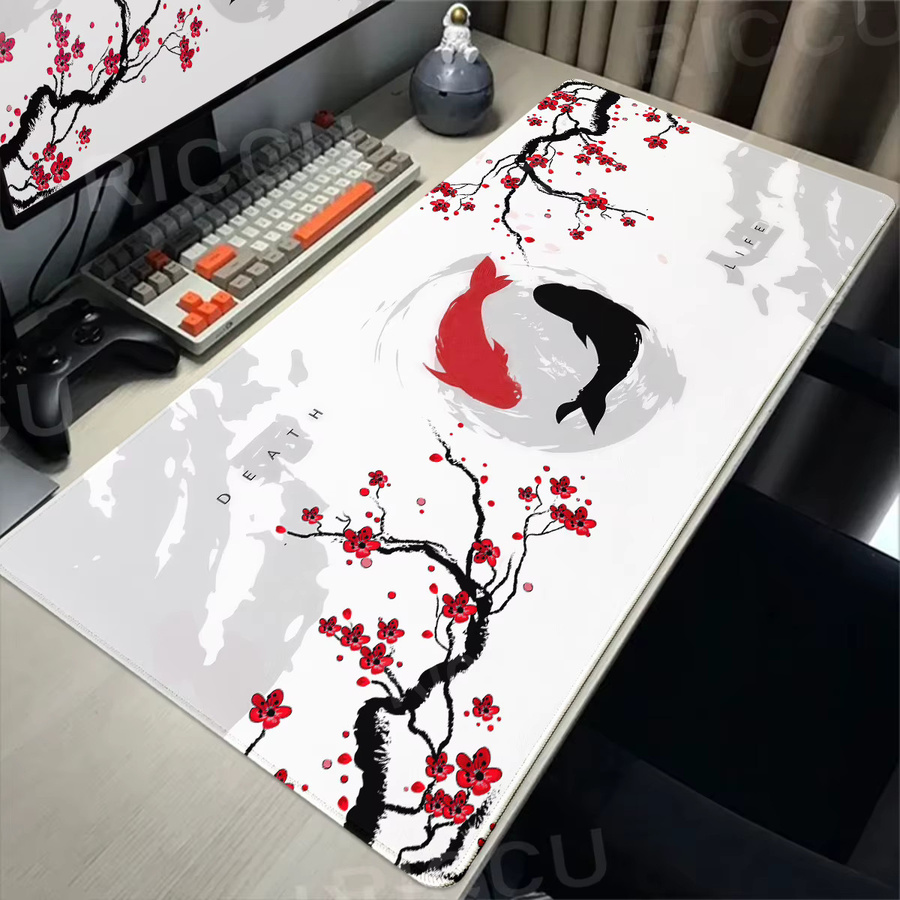Riccu Gaming-Mauspad Koi-Fisch Yin-Yang Schreibtischunterlage Multicolor B/T: 90 x 40 cm - Bild 2