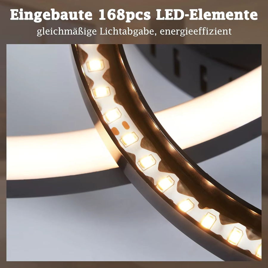 Cliheet LED-Deckenleuchte in Schwarz mit modernem 2-Ring-Design, 23W, Warmweiß, Durchmesser: 40 cm - Bild 3