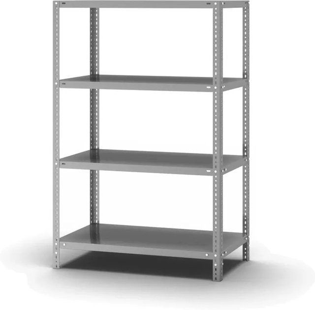 PROREGAL Edelstahlregal mit Schraubsystem, Silber, 4 Ebenen, H x B x T: 150 x 100 x 50 cm - Bild 1