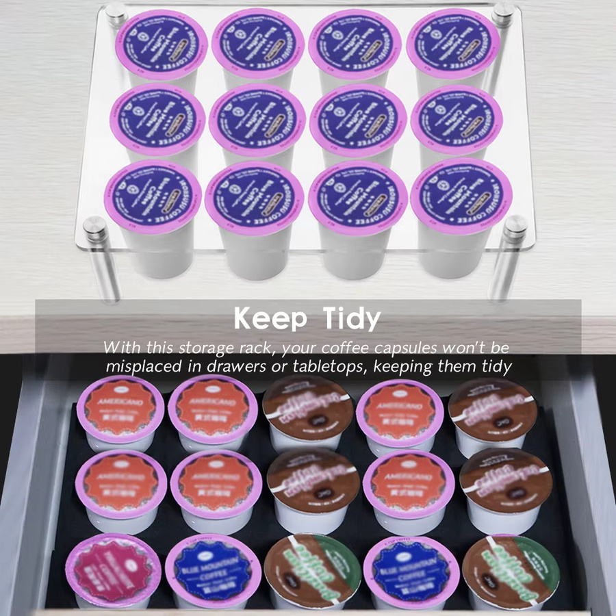 Dalinwell Kaffee Kapsel Halter Schubladen Organizer aus Acryl, transparent, kompatibel mit K-Cups und Kaffeepads - Bild 3