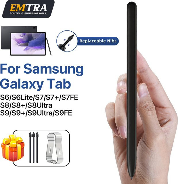 Samsung S Pen Eingabestift in Schwarz für Galaxy Tab S6, S6 Lite, S7, S7+, S8, S8+, S9, S9+, S9 Ultra, S9 FE mit 4096 Druckstufen und Palm Rejection für Skizzen - Bild 1