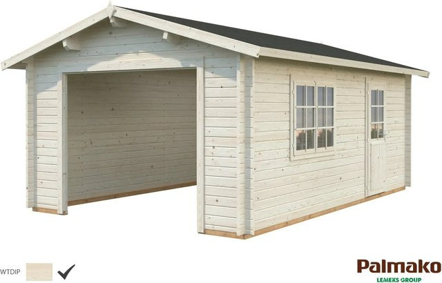 Palmako Holzgarage Roger ohne Tor, Farbe: transparent, B/T: 360 x 550 cm, mit Doppelfenster und Nebeneingangstür - Bild 1