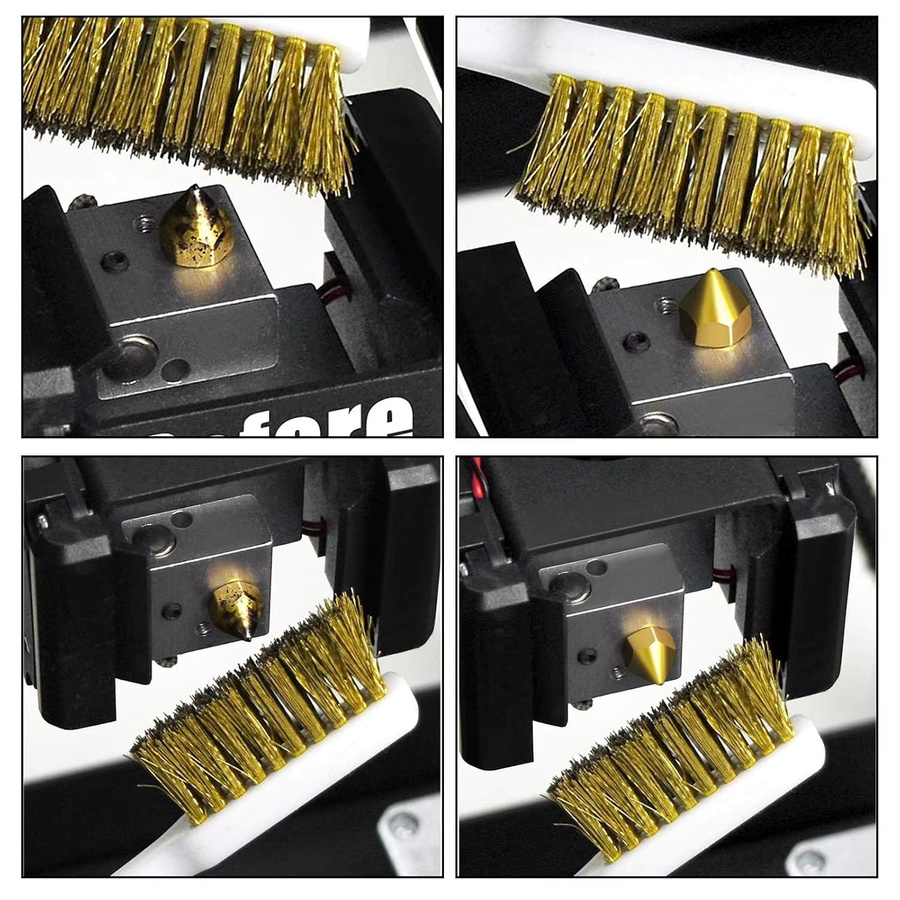 3D-Drucker Düsenreinigungsbürste mit gebogenem Griff und Messingdraht in Gold für FDM-Drucker - Bild 3
