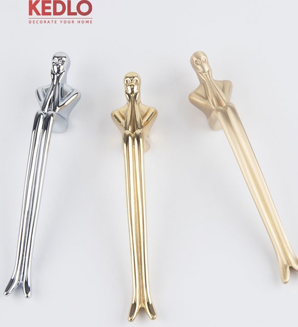 KEDLO Messing-Schrankknopf Thinker-Design als Küchenschrankgriff und Schubladengriff in Gold oder Silber - Bild 1