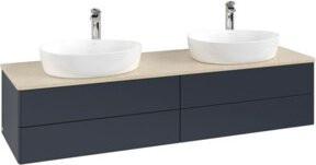 V&B Waschtischunterschrank Antao ohne Frontstruktur, Farbe Mattblau lackiert, B/T: 160 x 50 cm - Bild 1