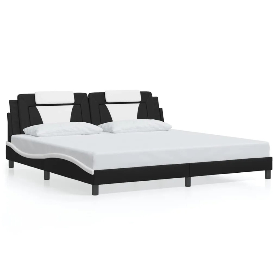 vidaXL Bettgestell Viana in Schwarz und Weiß aus Kunstleder, B/T: 200 x 200 cm - Bild 2