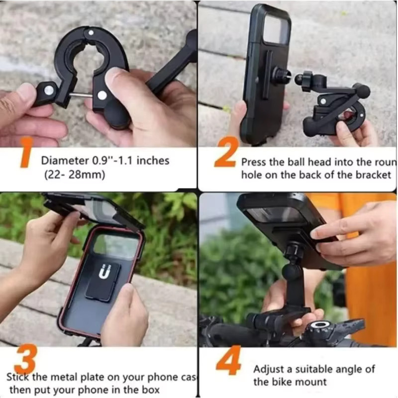 360 Grad drehbarer und wasserdichter Fahrrad-Handyhalter sowie Motorrad-Handyhalterung in Schwarz - Bild 5