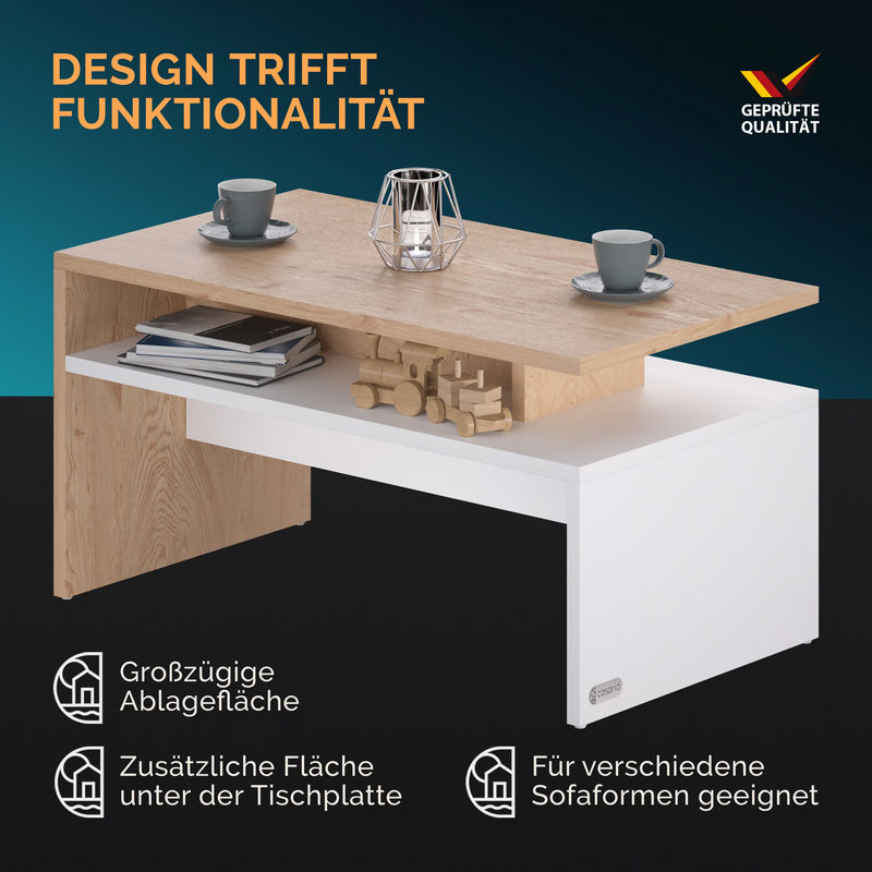 Couchtisch Sacramento CASARIA in Weiß/Eiche, B/T/H: 95 x 55 x 50 cm - Bild 3