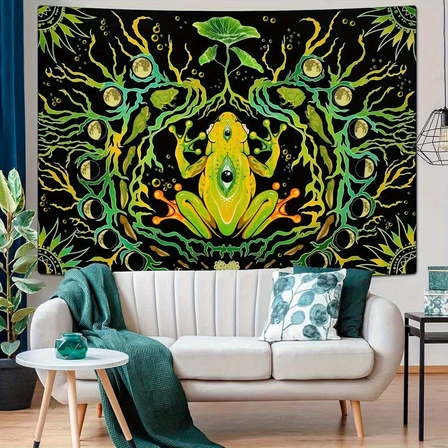 VIKAMA Fantasy Frosch Wandteppich im Bohemian Stil, Mehrfarbig, B/H: 60 x 40 cm - Bild 3