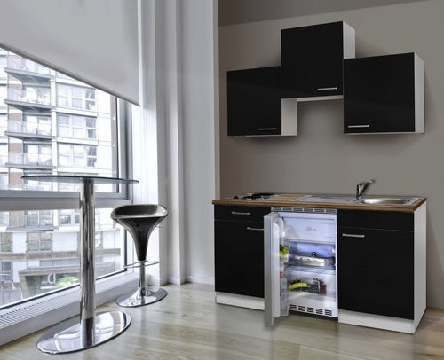 Respekta Singleküche Luis Modern in Schwarz mit E-Geräten, Breite: 150 cm, Tiefe: 60 cm, Höhe: 199 cm - Bild 3