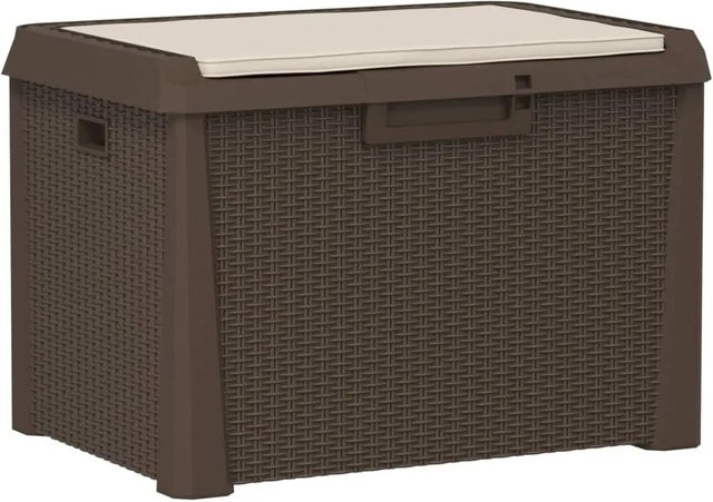 vidaXL Gartentruhe mit Sitzkissen Braun aus Polypropylen mit 125 l Volumen, B/T/H: 125 x 50,5 x 50,5 cm - Bild 1