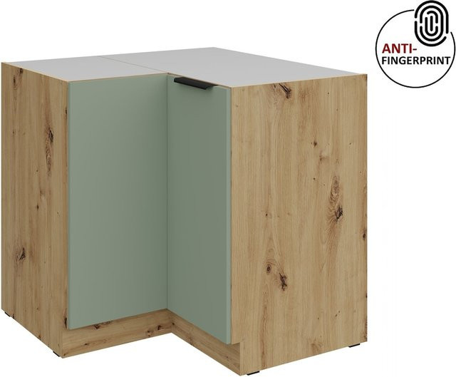 Küchen Eckschrank ARIA Aquamarin matt mit Anti Fingerprint Effekt, B/T: 90 x 90 cm - Bild 1