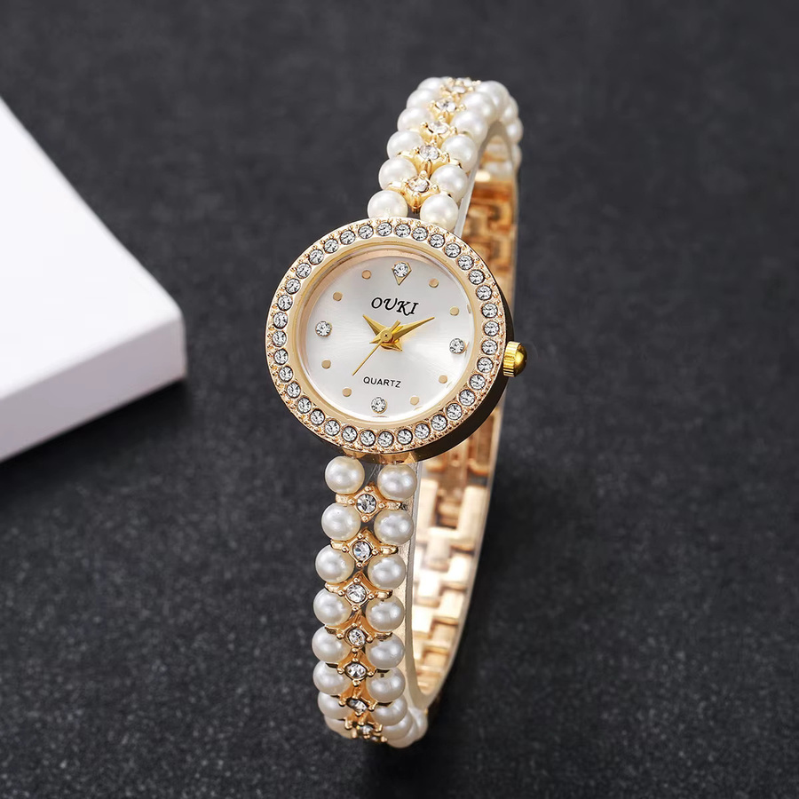 Armbanduhr Damen, Quarz, Legierung, Perle, Weiß - Bild 2