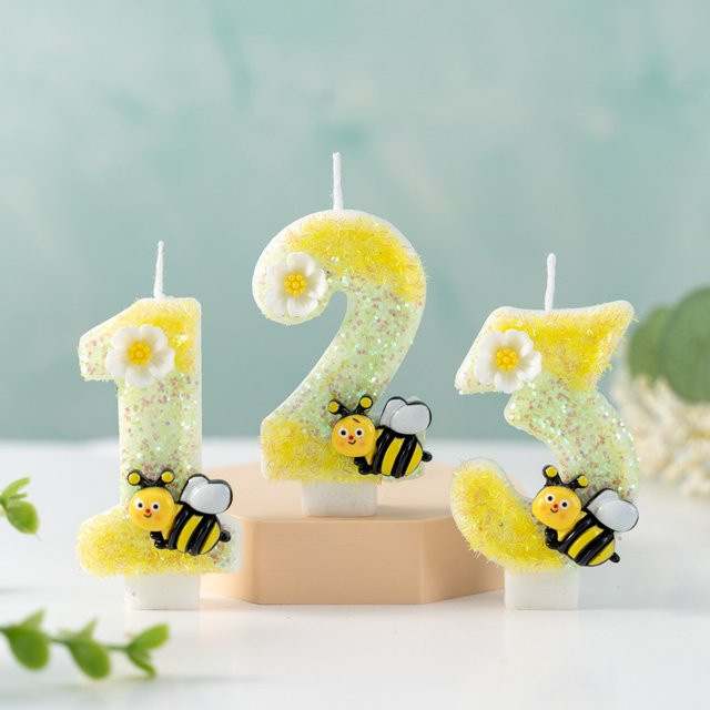 Little Bee Digitale Geburtstagskerze als Tortendekoration für deine Party (Zahlen 0-9) - Bild 1