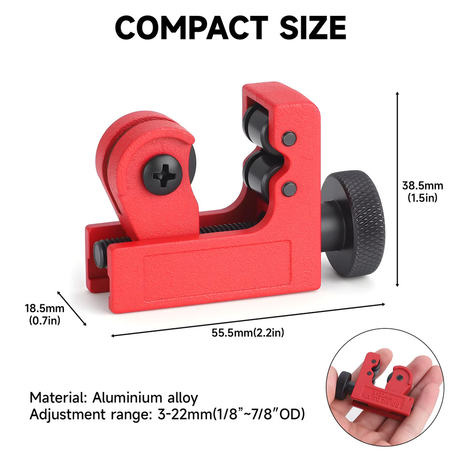 3-22 Cutter V2 Rohrschneider aus Zinklegierung in Rot für Kupferrohre von 1/8 Zoll bis 7/8 Zoll - Bild 3