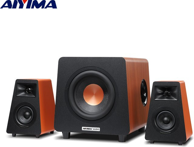 AIYIMA 2.1 Kanal Bluetooth Lautsprecher Set mit 800X Subwoofer Hifi Home Sound Theater Holz Lautsprecher Kombination in Orange - Bild 1