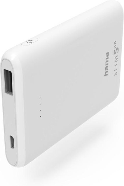 Hama Power Pack SLIM 5HD 5000mAh mit USB-A und Micro-USB in Weiß - Bild 1