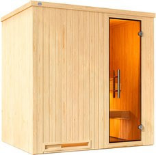 WEKA Elementsauna Halmstad 1 für 4 Personen in Braun mit 4,5 kW Ofen und externer Steuerung - Bild 1
