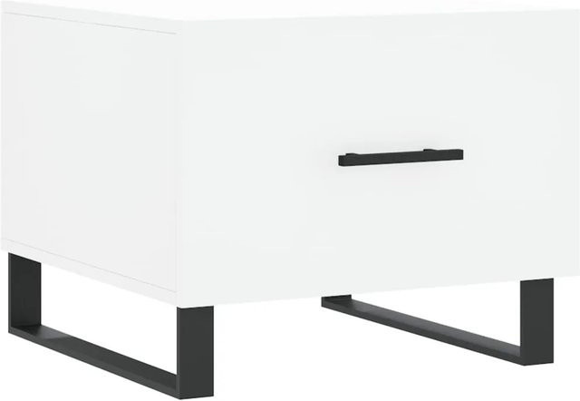 vidaXL Couchtisch in Weiß und Eiche aus Holzwerkstoff und Eisen, B/T/H: 50 x 50 x 40 cm - Bild 1