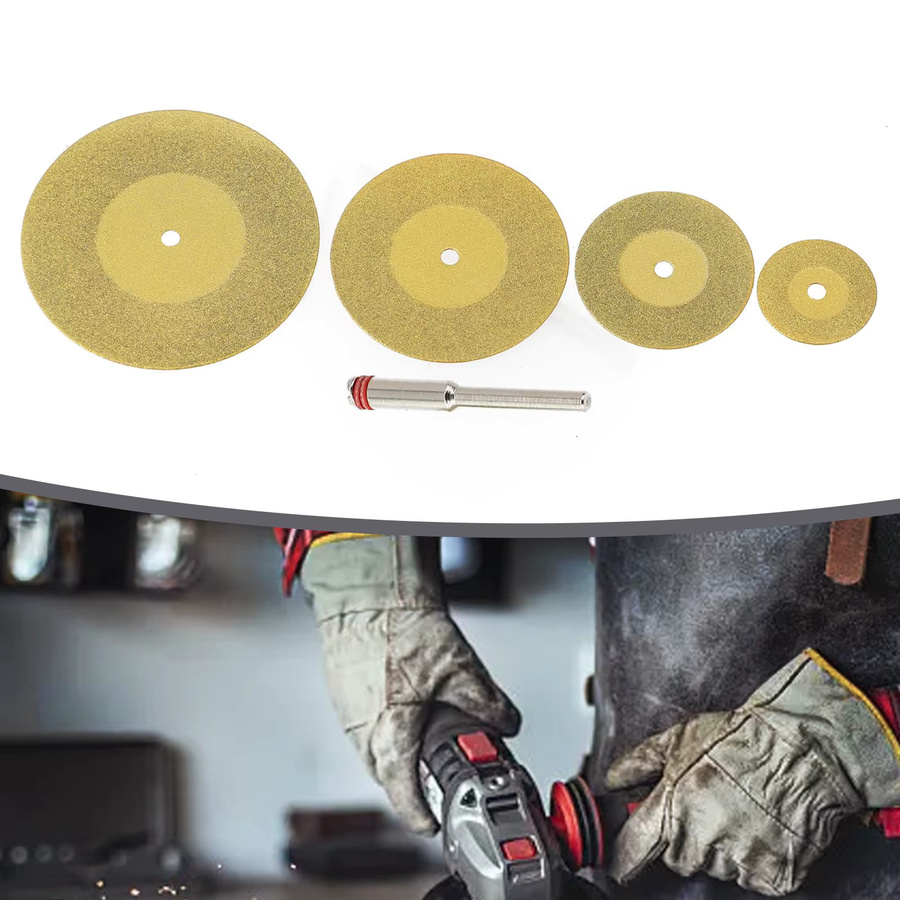 Vibratite 4er-Set Titanbeschichtete Diamant-Trennscheiben in Gold mit 3 mm Bohrerschaft für Dremel-Drehwerkzeuge (20 mm, 30 mm, 40 mm, 50 mm) - Bild 3