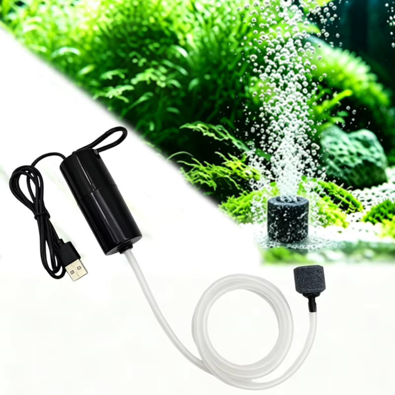 TUNFAN Mini USB Aquarium-Sauerstoffpumpe Tragbarer Luftkompressor Belüfter in Weiß - Bild 2