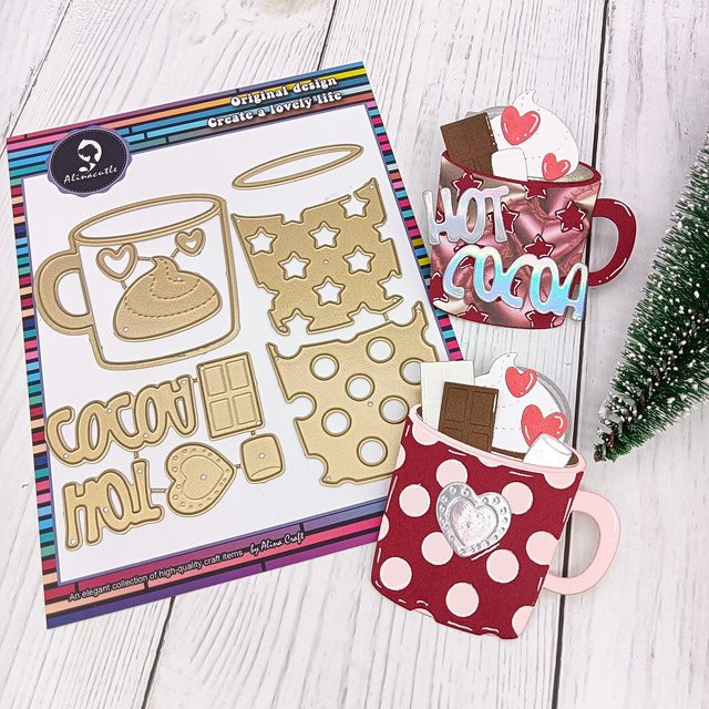 Alinacutle Metall Schneideform Heißer Coco Becher in Gold für DIY Scrapbooking und Grußkarten - Bild 1