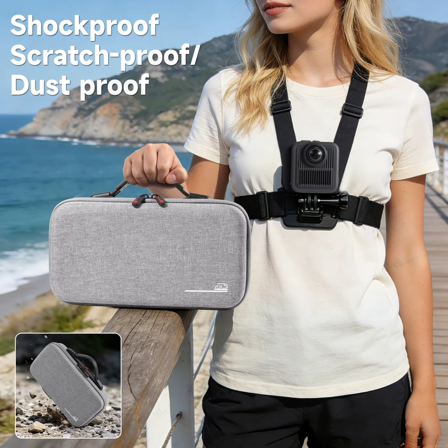 STARTRC TECH Tragetasche für GoPro Max 2 in Grau, Aufbewahrungs- und Reisetasche für Zubehör wie Dual-Akkuladegerät und 1,2m Verlängerungsstange - Bild 3