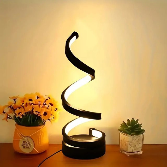 GGBEE Moderne LED Tischlampe Spirale mit USB-Anschluss, Dimmbar, Weiß oder Schwarz - Bild 1