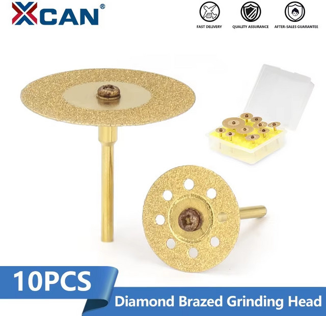 XCAN Diamant-Schleifköpfe und Diamant-Trennscheiben Set, 10 Stück, Schaft: 3,0 mm, passend für Dremel-Schleifwerkzeuge - Bild 1
