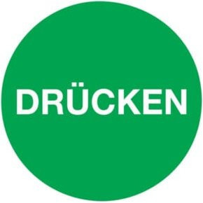 Selbstklebender Türaufkleber Drücken von Industrial Quality Supplies in Grün und Weiß, Durchmesser: 50 mm - Bild 1