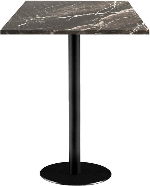 RestooTab Stehtisch Rome quadratisch in Schwarz mit Stein-Dekor, B/T/H: 60 x 60 x 113 cm - Bild 1