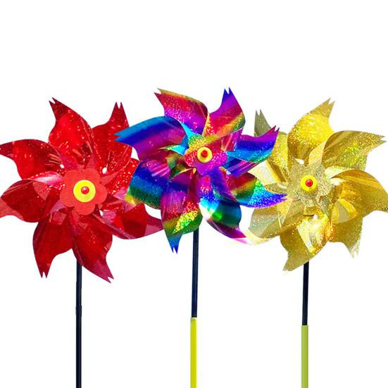 5 Stück glitzernde Windräder von Home Textile Star als reflektierende PET-Vogelabwehr für Garten und Rasen in Bunt - Bild 3