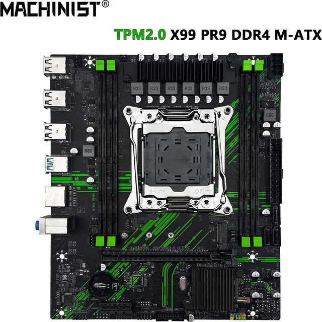 Machinist X99 PR9 Motherboard in Schwarz mit LGA 2011-3 Sockel, Unterstützung für Intel Xeon E5 V3 & V4 CPUs, DDR4 RAM und NVME M.2 Slot sowie TPM2.0 - Bild 1